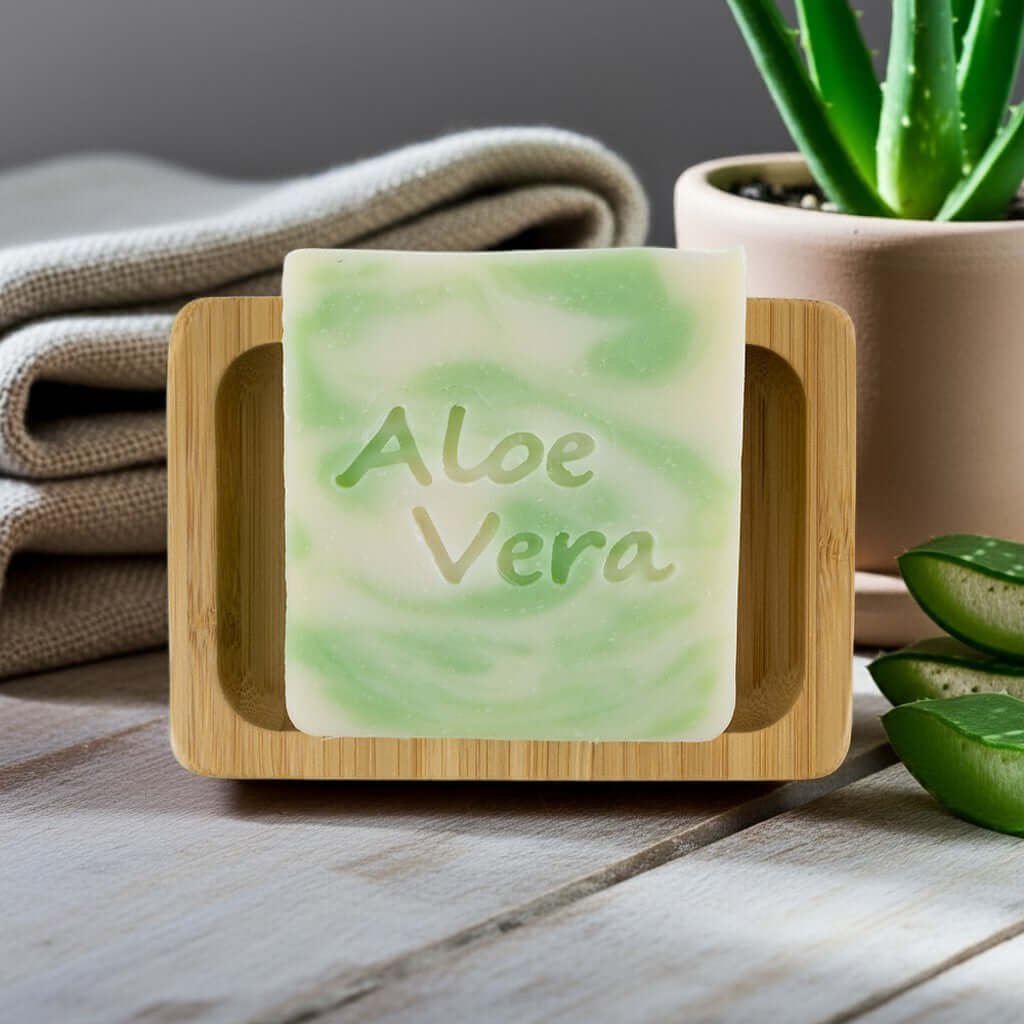 Bio Seife 'Aloe Vera' auf Bambusablage