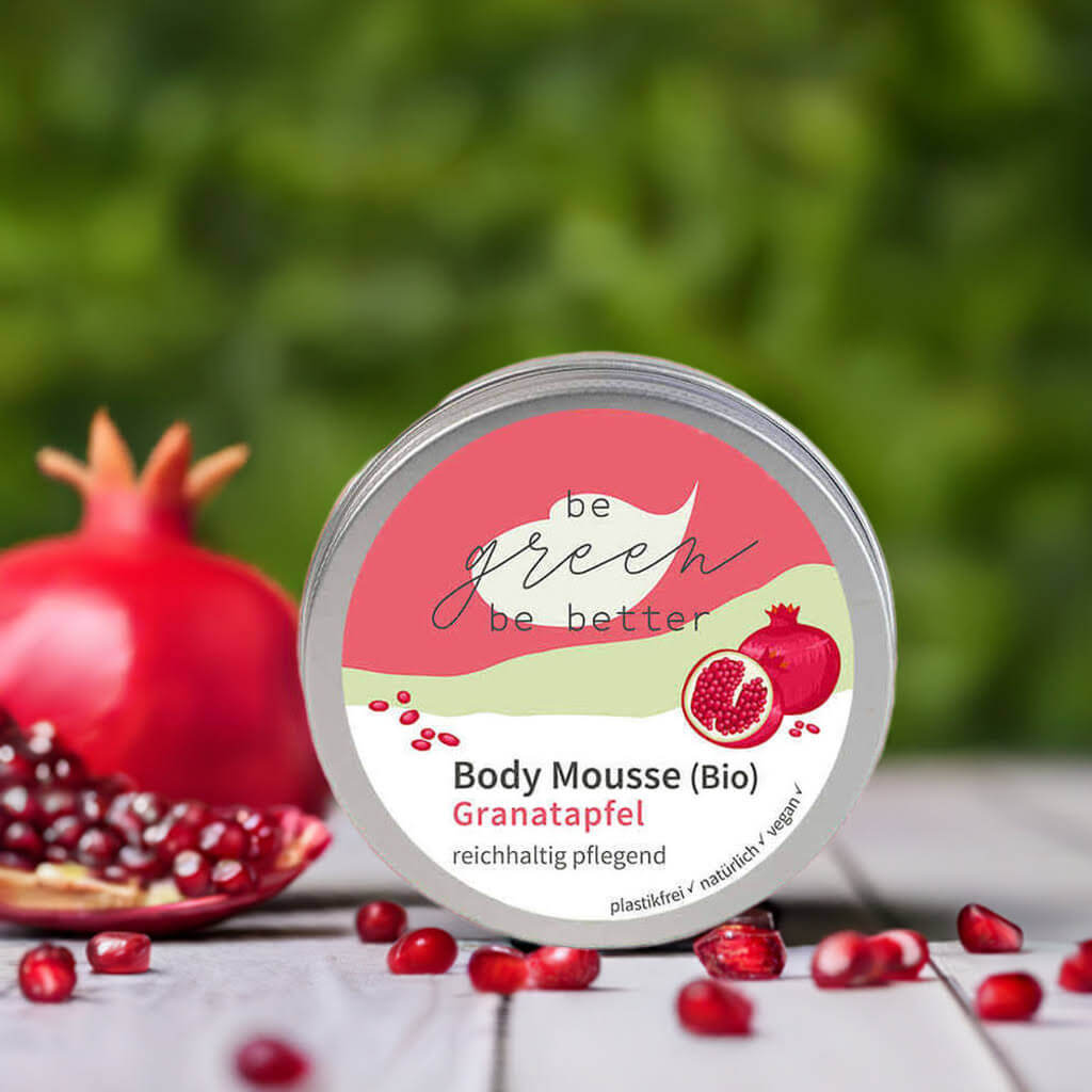 Body Mousse in Blechdose nebem Granatapfel