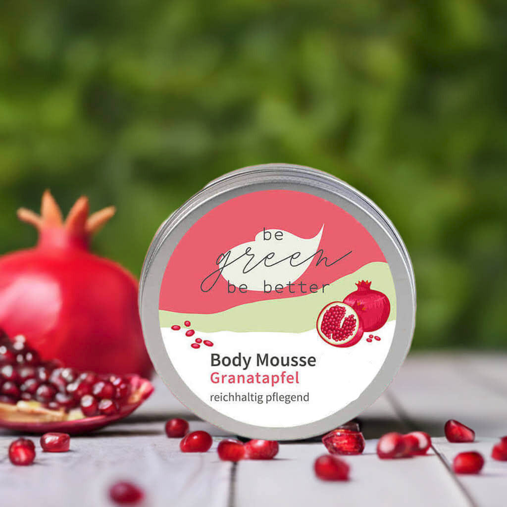Body Mousse in Blechdose nebem Granatapfel