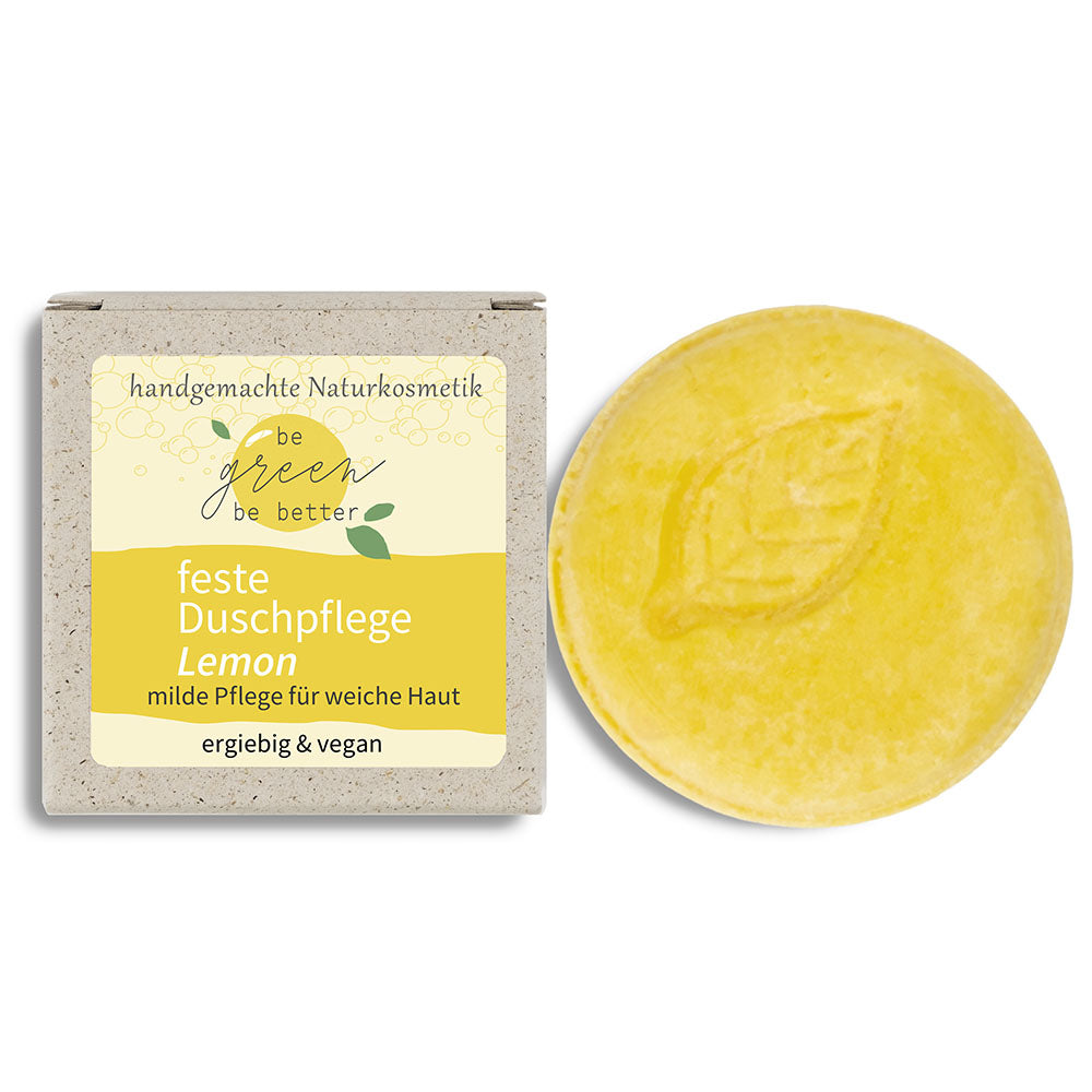 Feste Dusche Body Bar Lemon (Feste Duschpflege) in Graspapier Karton