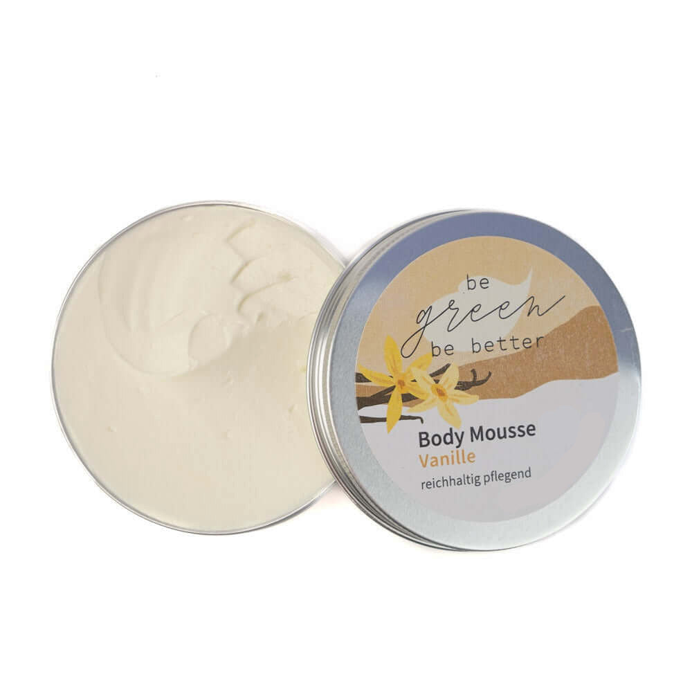 Naturkosmetik Body Mousse mit Vanille Duft in Blechdose