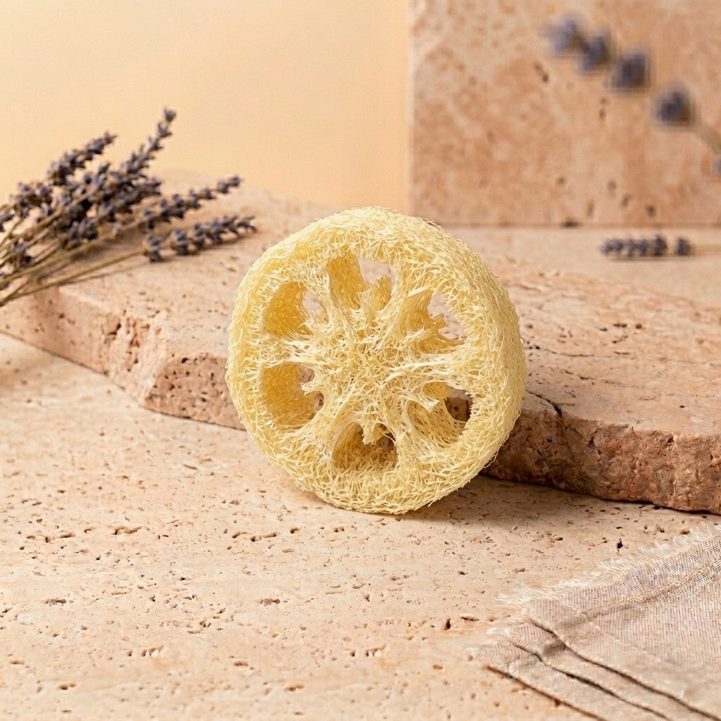 natürliche Luffa Scheibe Ablage für festes Shampoo und feste Dusche