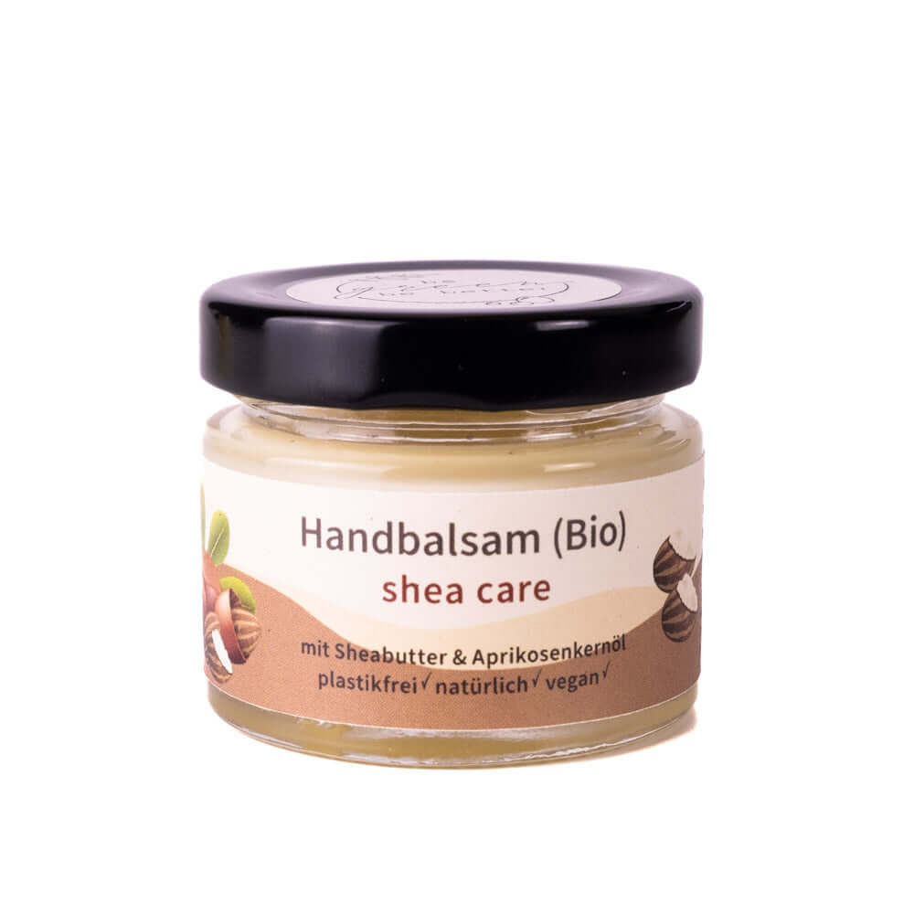 Naturkosmetik Handbalsam "SheaCare" (Bio) in Glas mit Metalldeckel 